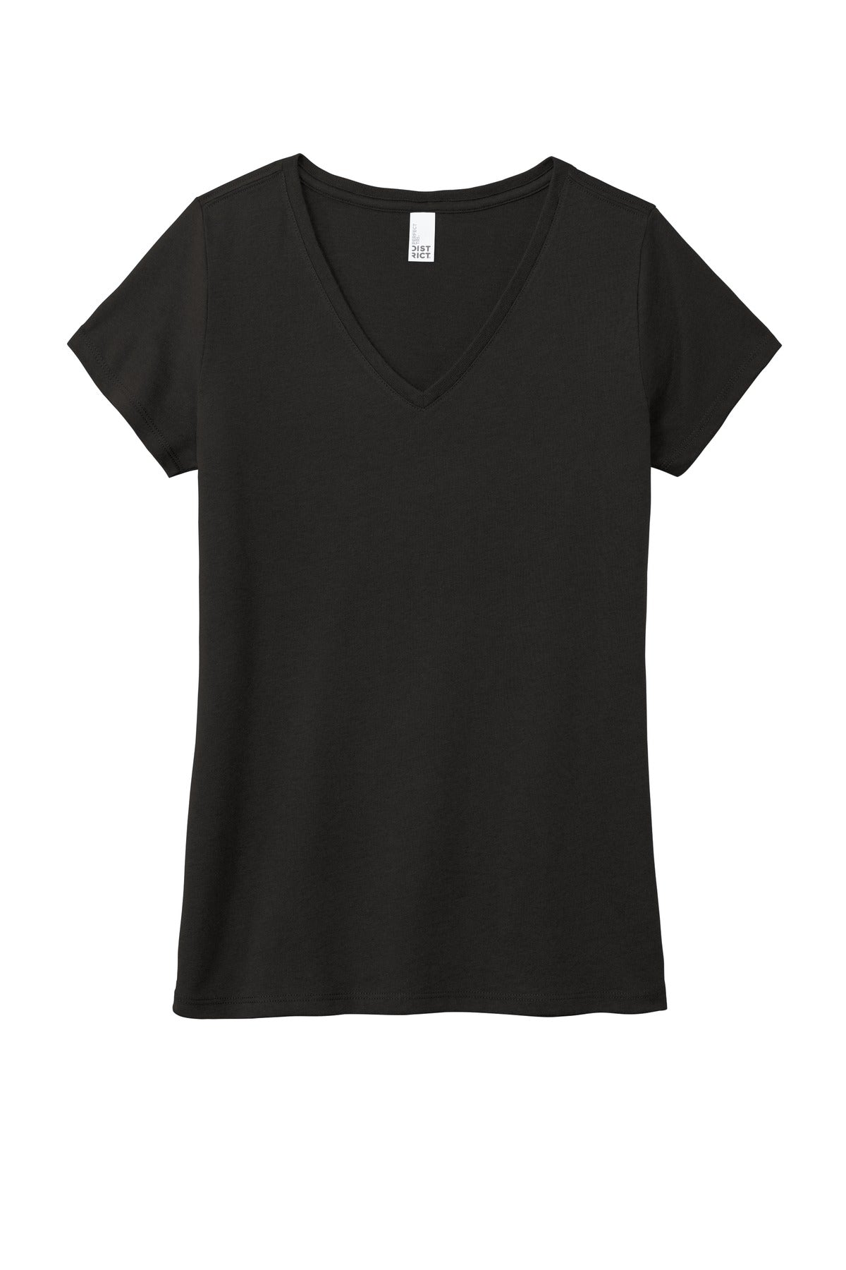 District Women's Perfect Tri V-Neck Tee. DM1350L Black