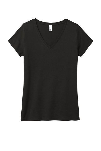 District Women's Perfect Tri V-Neck Tee. DM1350L Black
