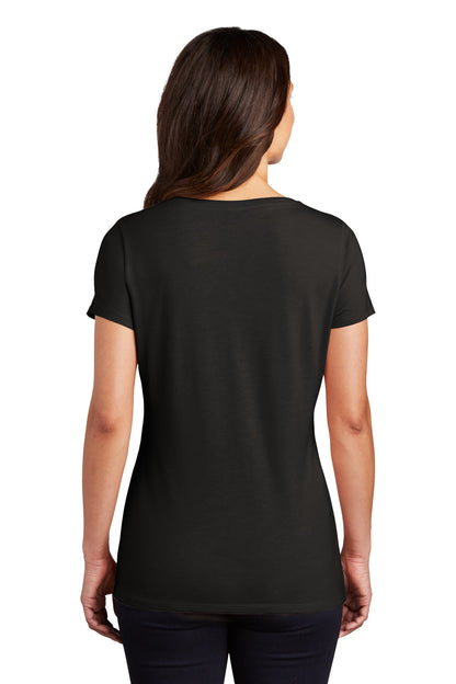 Custom Embroidered District Women's Perfect Tri V-Neck Tee. DM1350L,Black