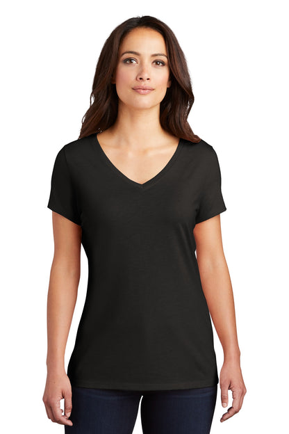 District Women's Perfect Tri V-Neck Tee. DM1350L Black