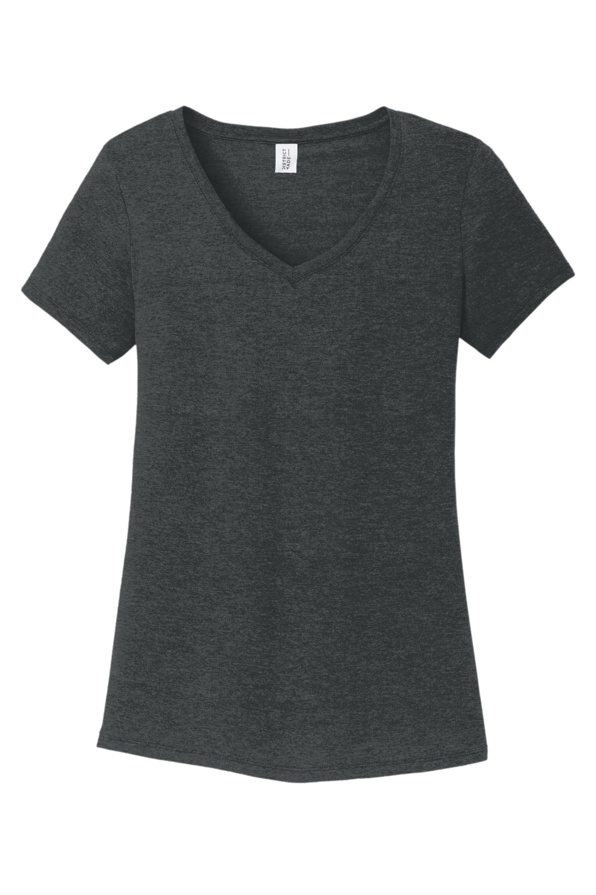 District Women's Perfect Tri V-Neck Tee. DM1350L Black Frost