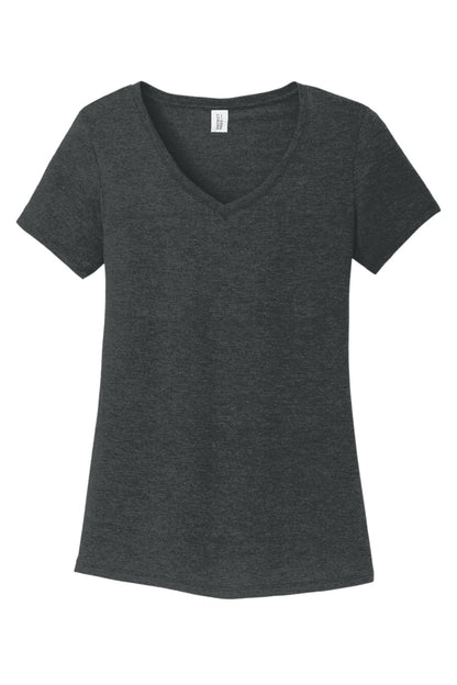District Women's Perfect Tri V-Neck Tee. DM1350L Black Frost