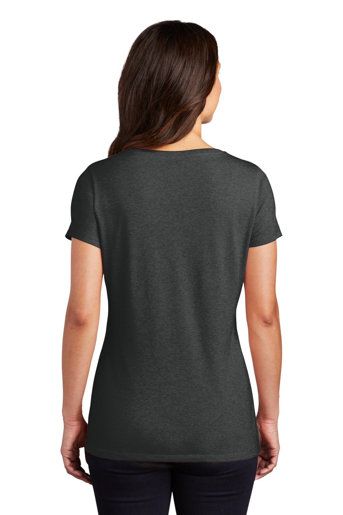 Custom Embroidered District Women's Perfect Tri V-Neck Tee. DM1350L,Black Frost