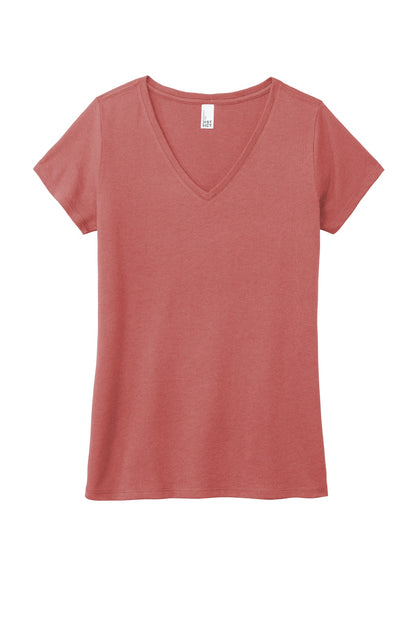 District Women's Perfect Tri V-Neck Tee. DM1350L Blush Frost