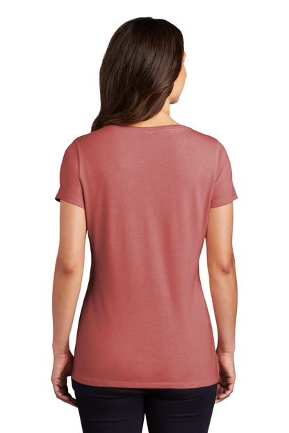Custom Embroidered District Women's Perfect Tri V-Neck Tee. DM1350L,Blush Frost