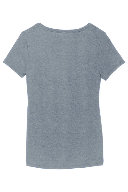 District Women's Perfect Tri V-Neck Tee. DM1350L Flint Blue Heather