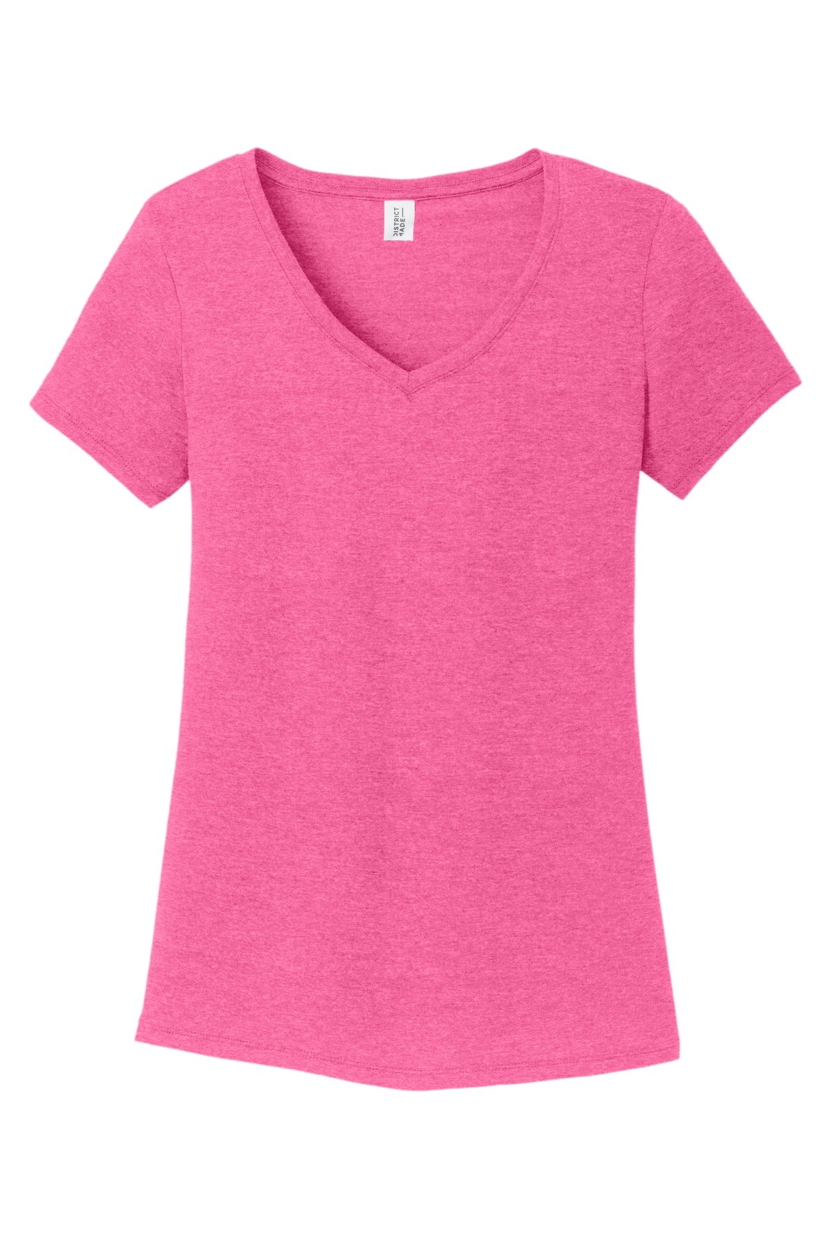 District Women's Perfect Tri V-Neck Tee. DM1350L Fuchsia Frost