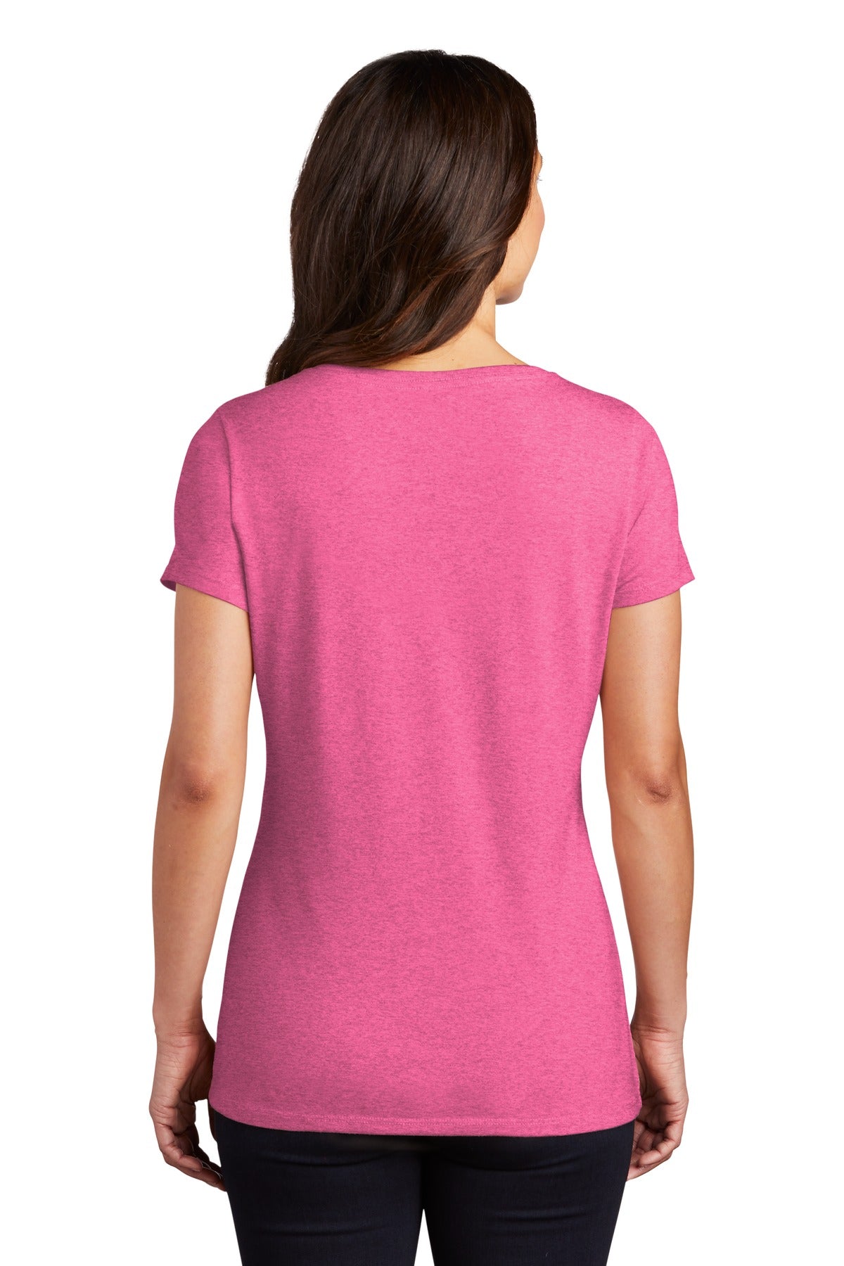 Custom Embroidered District Women's Perfect Tri V-Neck Tee. DM1350L,Fuchsia Frost