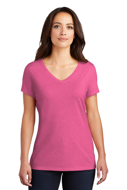 District Women's Perfect Tri V-Neck Tee. DM1350L Fuchsia Frost