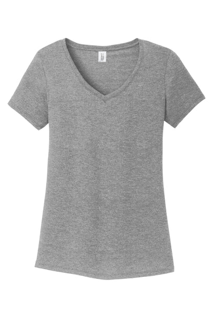 District Women's Perfect Tri V-Neck Tee. DM1350L Grey Frost