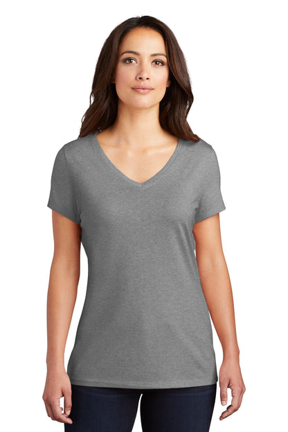 District Women's Perfect Tri V-Neck Tee. DM1350L Grey Frost