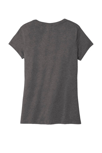 District Women's Perfect Tri V-Neck Tee. DM1350L Heathered Charcoal