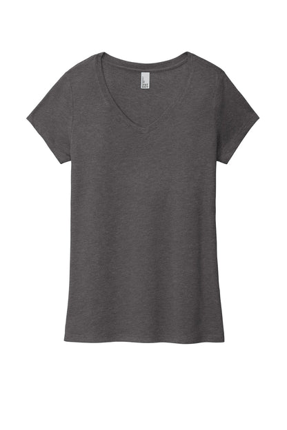 District Women's Perfect Tri V-Neck Tee. DM1350L Heathered Charcoal