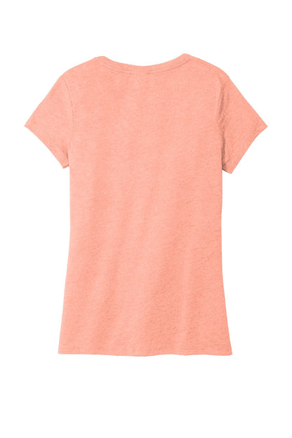 District Women's Perfect Tri V-Neck Tee. DM1350L Heathered Dusty Peach