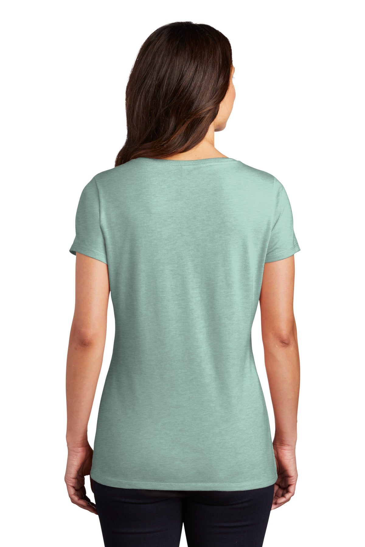 Custom Embroidered District Women's Perfect Tri V-Neck Tee. DM1350L,Heathered Dusty Sage