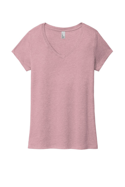District Women's Perfect Tri V-Neck Tee. DM1350L Heathered Lavender