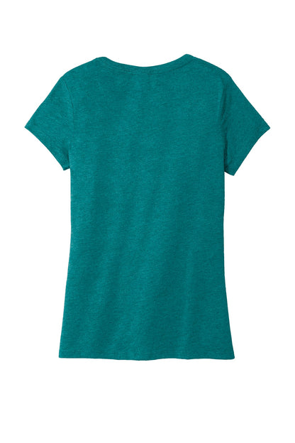 District Women's Perfect Tri V-Neck Tee. DM1350L Heathered Teal