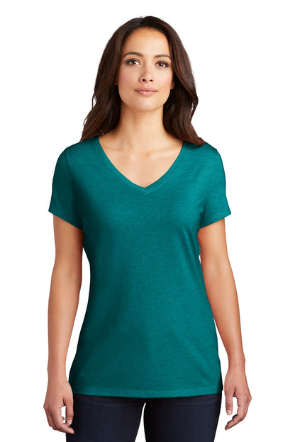 District Women's Perfect Tri V-Neck Tee. DM1350L Heathered Teal