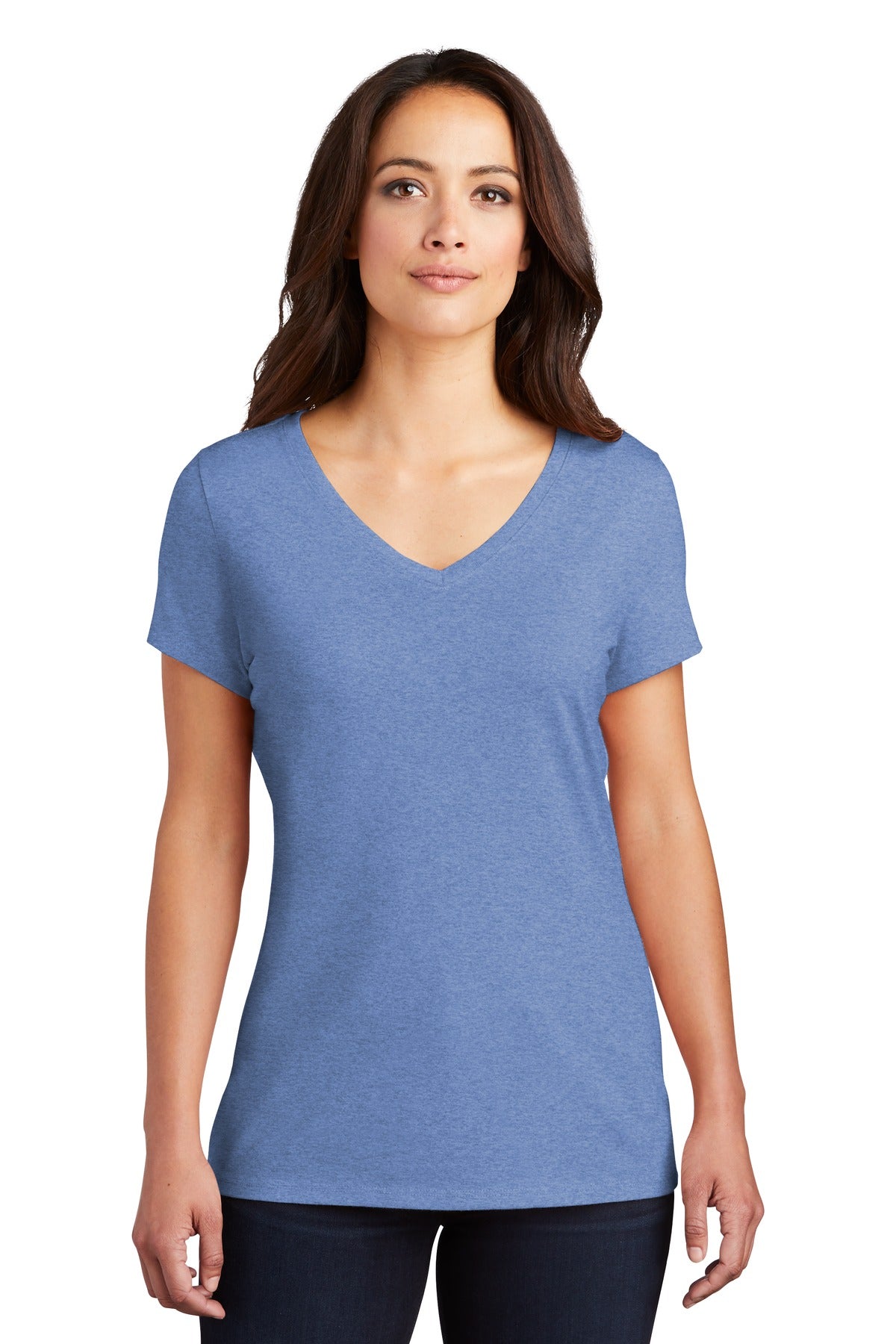 District Women's Perfect Tri V-Neck Tee. DM1350L Maritime Frost