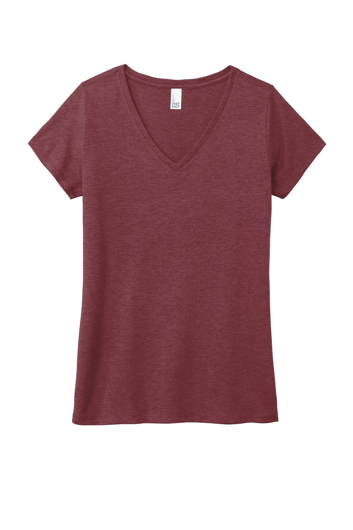 District Women's Perfect Tri V-Neck Tee. DM1350L Maroon Frost