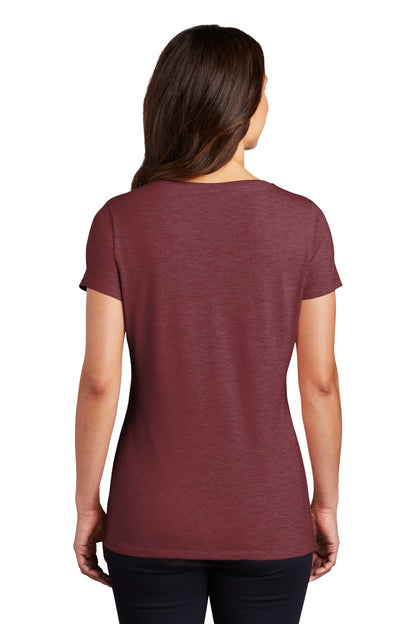 Custom Embroidered District Women's Perfect Tri V-Neck Tee. DM1350L,Maroon Frost