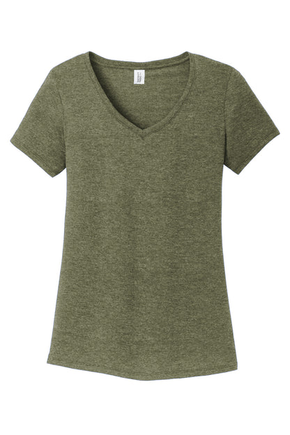 District Women's Perfect Tri V-Neck Tee. DM1350L Military Green Frost