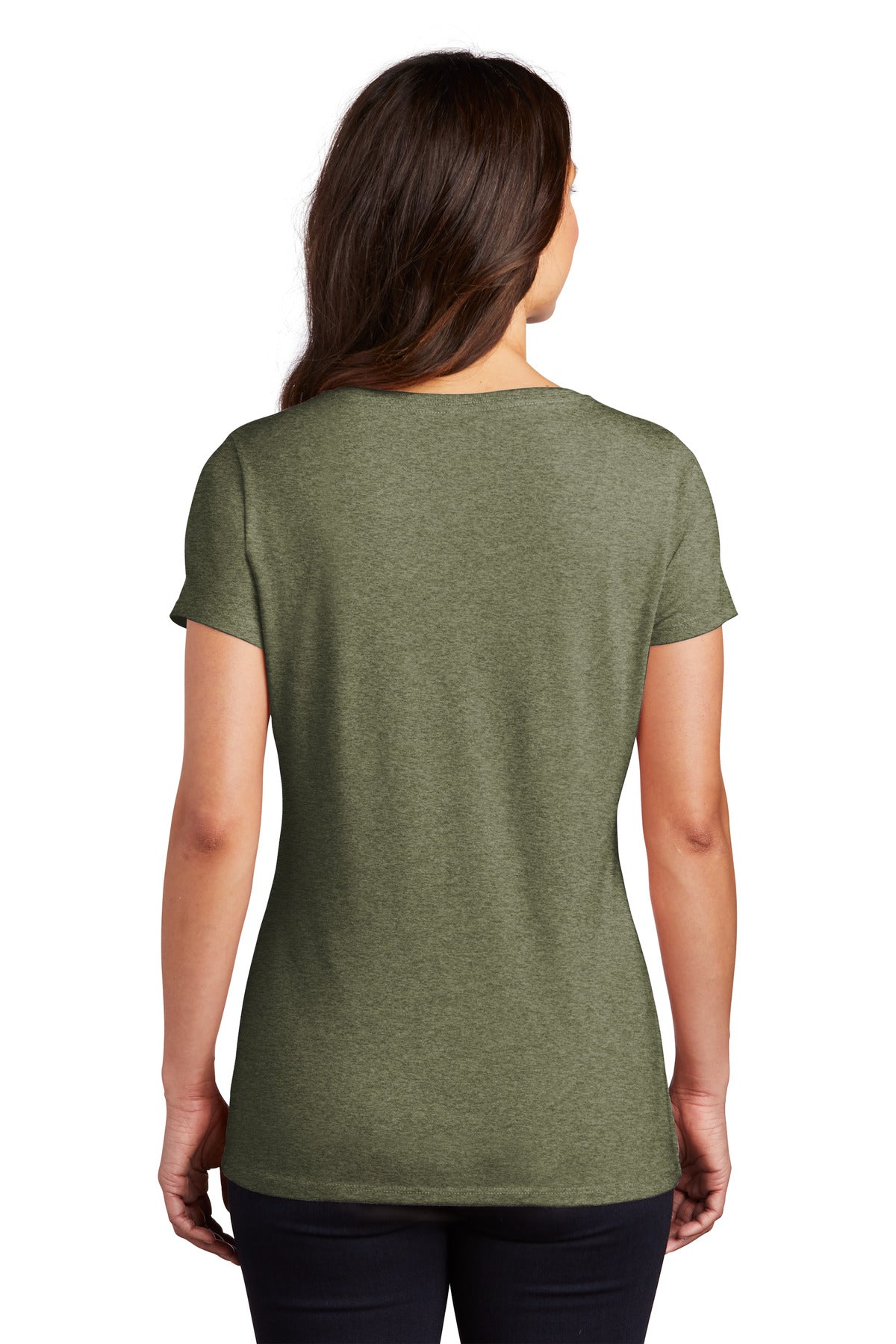 Custom Embroidered District Women's Perfect Tri V-Neck Tee. DM1350L,Military Green Frost