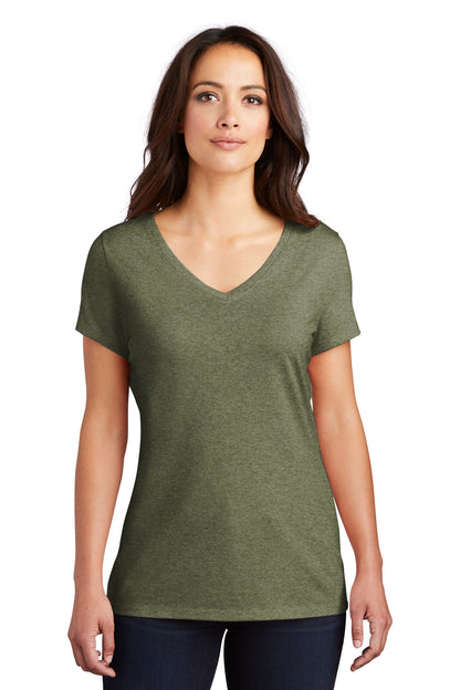District Women's Perfect Tri V-Neck Tee. DM1350L Military Green Frost