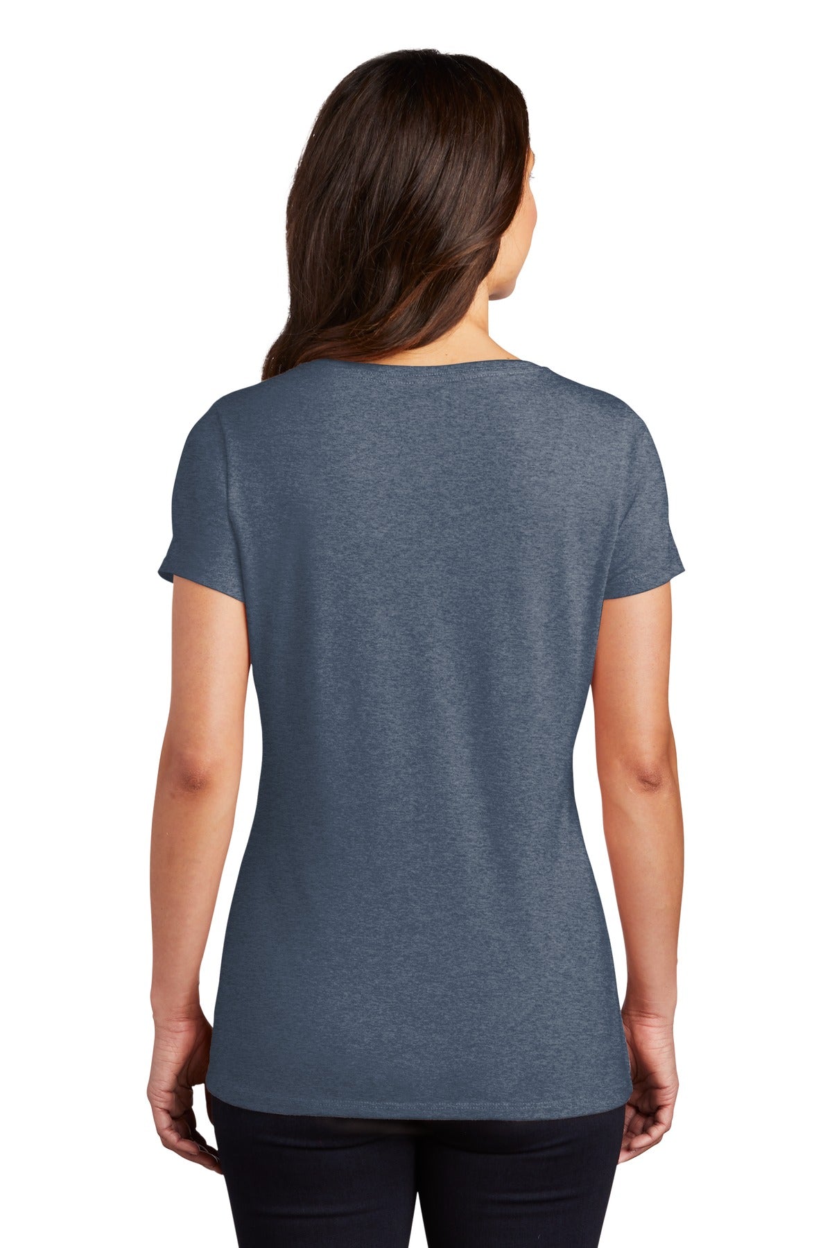 Custom Embroidered District Women's Perfect Tri V-Neck Tee. DM1350L,Navy Frost