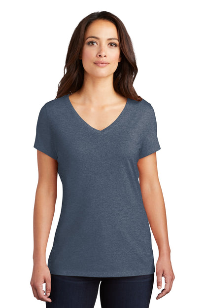 District Women's Perfect Tri V-Neck Tee. DM1350L Navy Frost