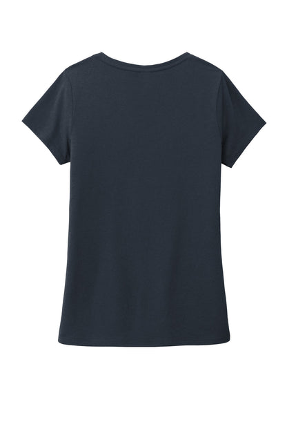 District Women's Perfect Tri V-Neck Tee. DM1350L New Navy