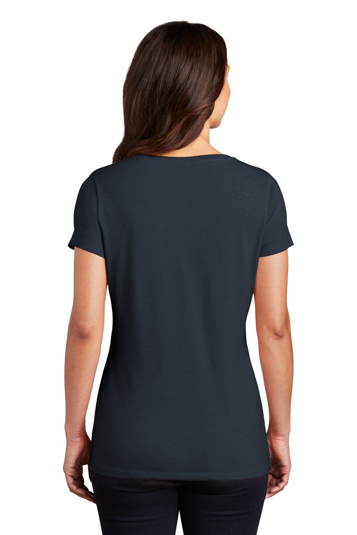 Custom Embroidered District Women's Perfect Tri V-Neck Tee. DM1350L,New Navy