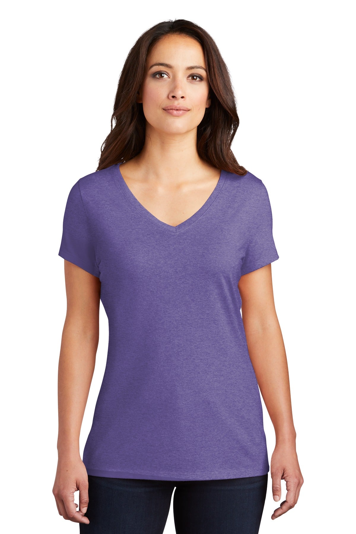 District Women's Perfect Tri V-Neck Tee. DM1350L Purple Frost