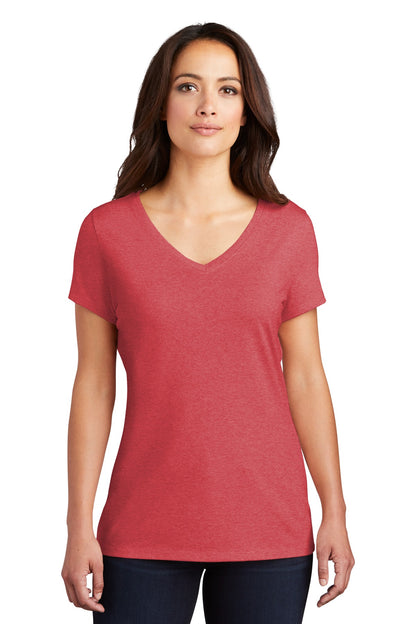 District Women's Perfect Tri V-Neck Tee. DM1350L Red Frost