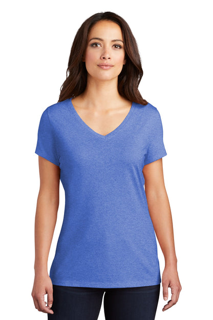 District Women's Perfect Tri V-Neck Tee. DM1350L Royal Frost