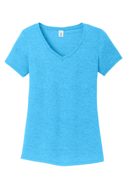 District Women's Perfect Tri V-Neck Tee. DM1350L Turquoise Frost