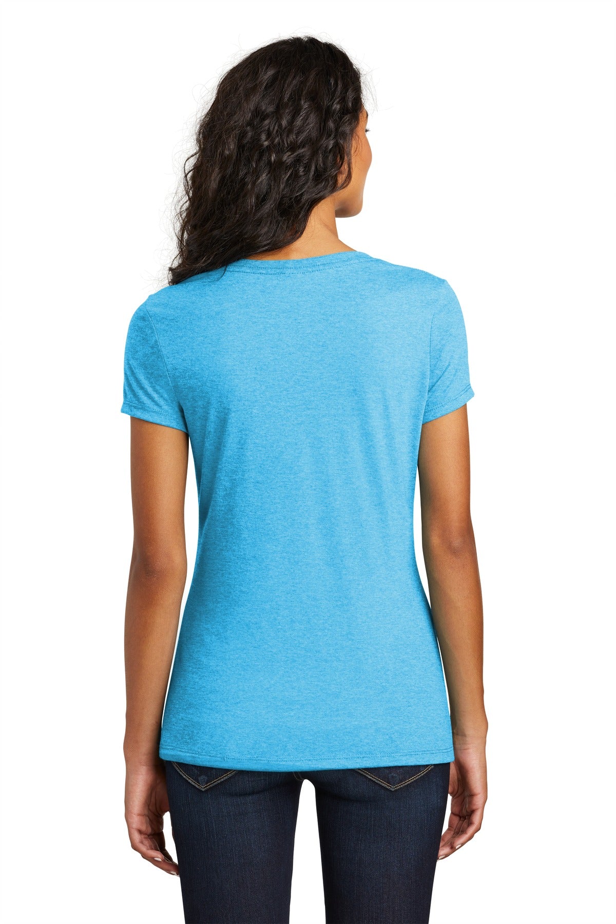 Custom Embroidered District Women's Perfect Tri V-Neck Tee. DM1350L,Turquoise Frost