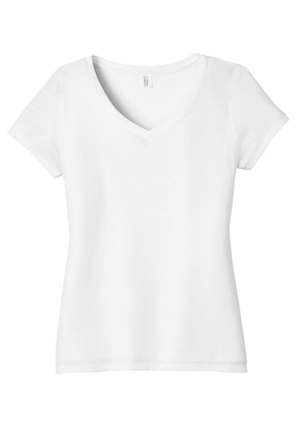 District Women's Perfect Tri V-Neck Tee. DM1350L White