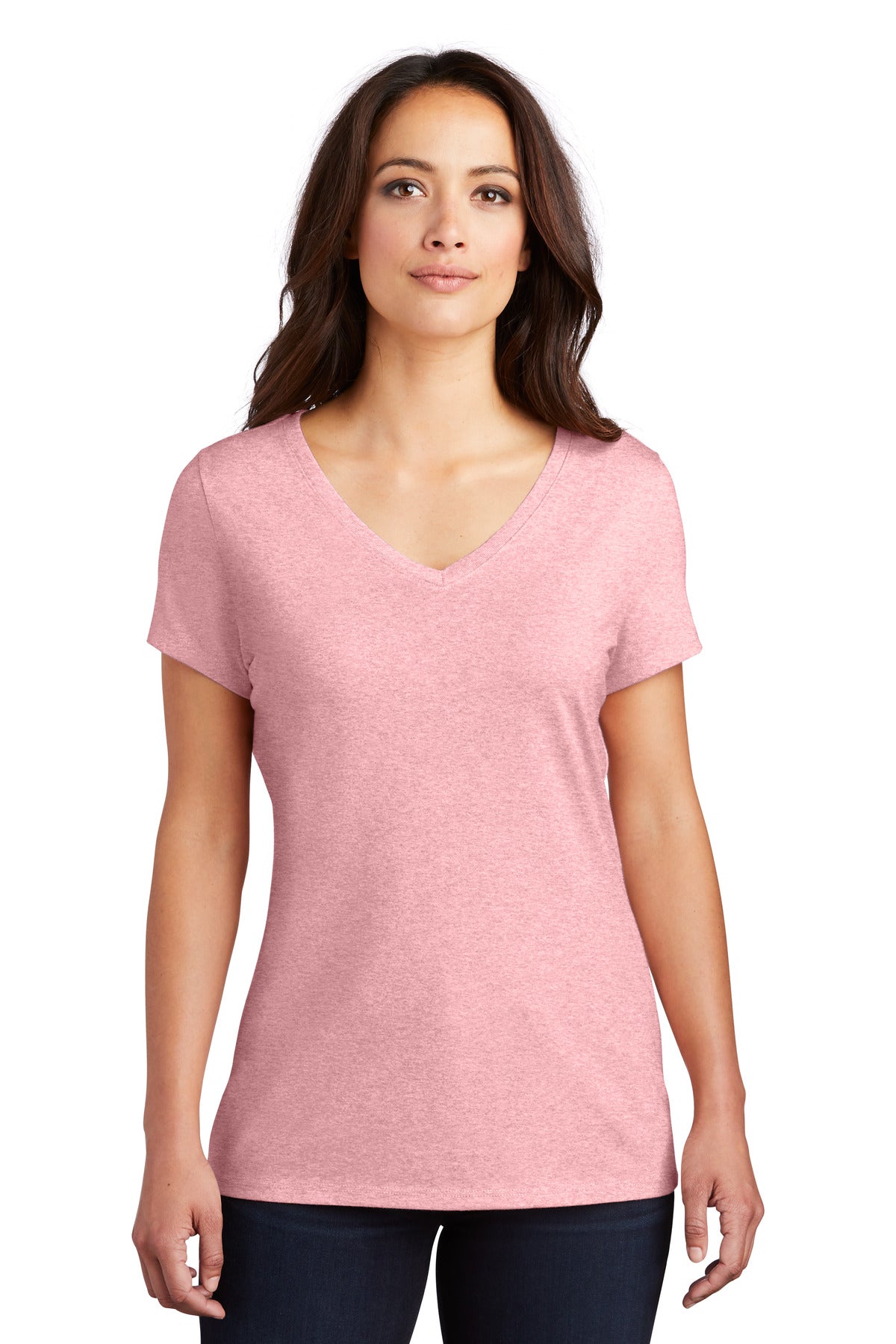 District Women's Perfect Tri V-Neck Tee. DM1350L Wisteria Heather