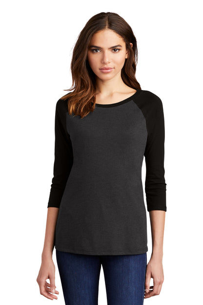 District Women's Perfect Tri 3/4-Sleeve Raglan. DM136L