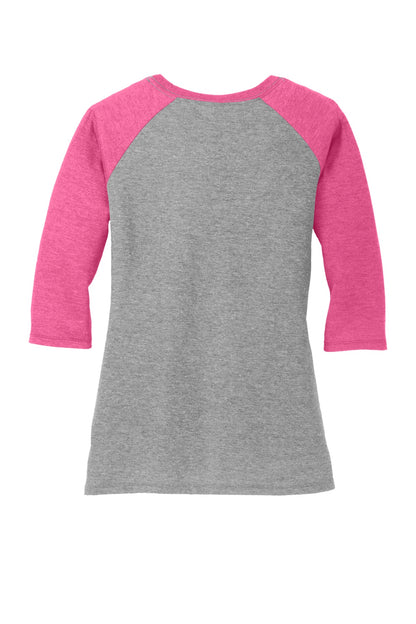 District Women's Perfect Tri 3/4-Sleeve Raglan. DM136L