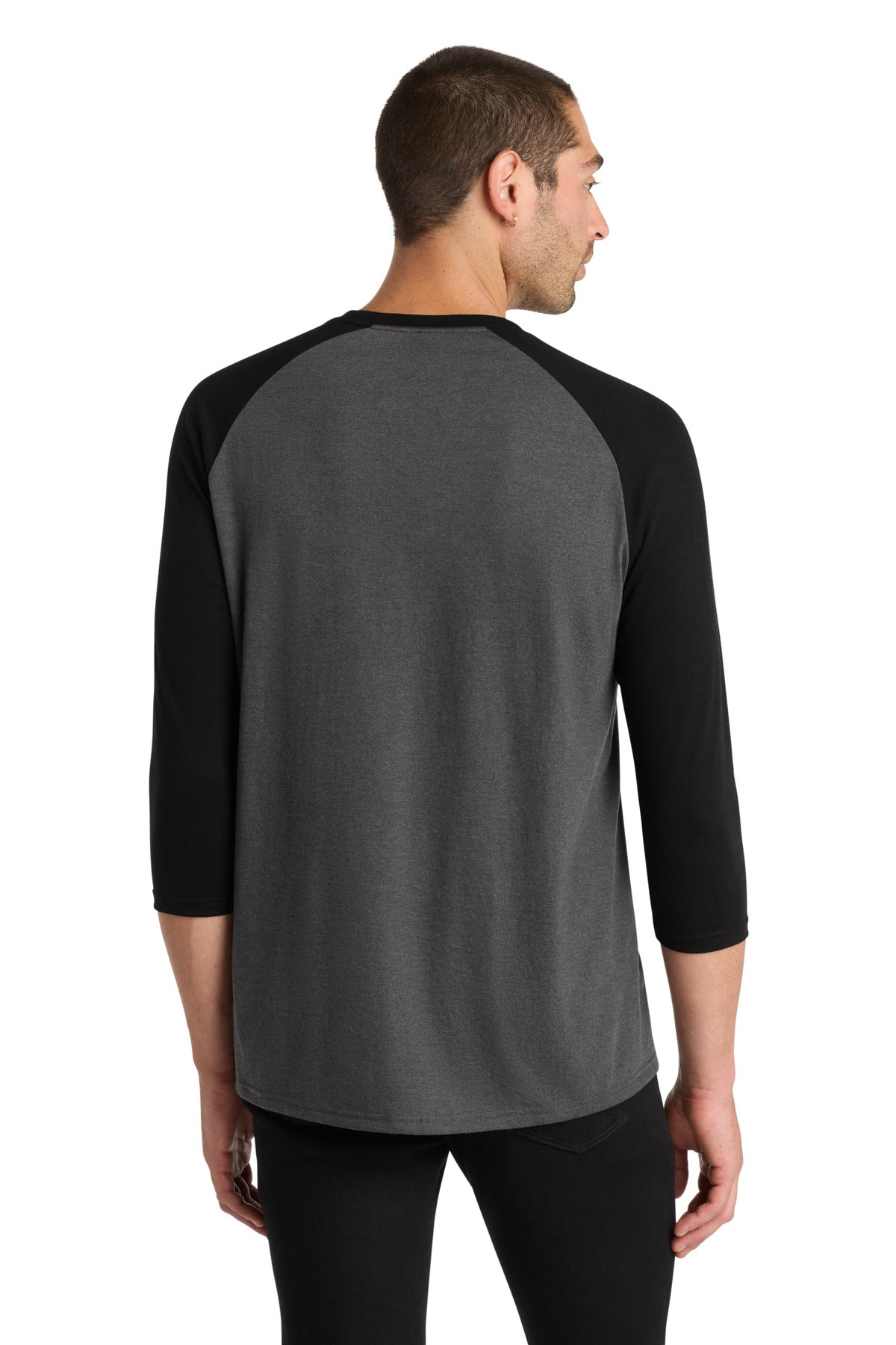 Custom Embroidered District T-Shirts  in Black/ Black Frost
