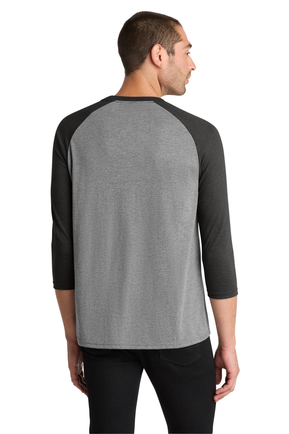 Custom Embroidered District T-Shirts  in Black Frost/ Grey Frost