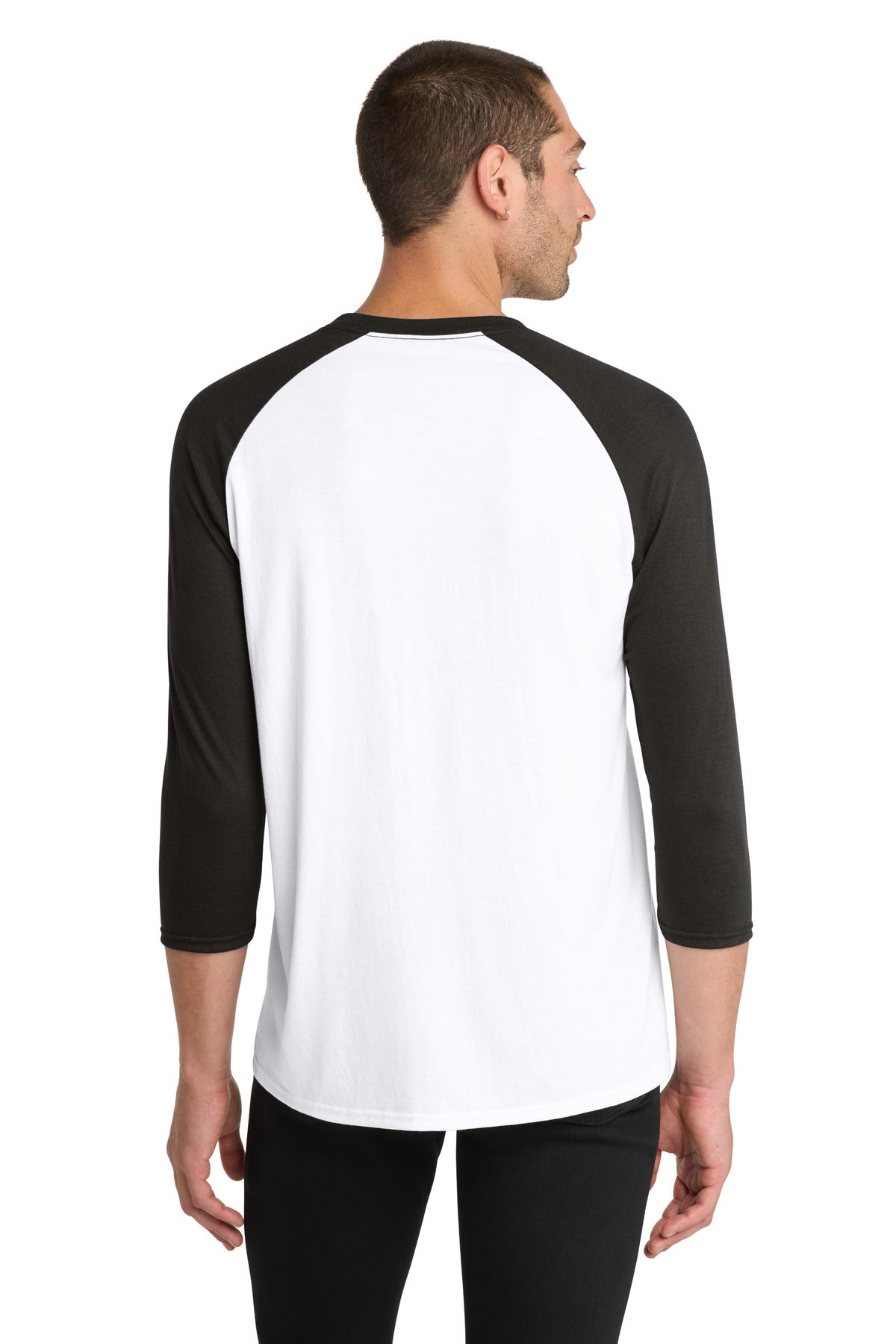 Custom Embroidered District T-Shirts  in Black/ White