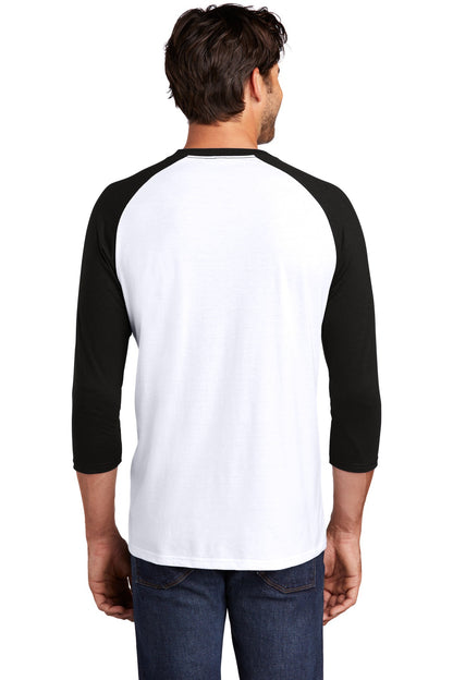Custom Embroidered District  Perfect Tri 3/4-Sleeve Raglan. DM136,Black/ White