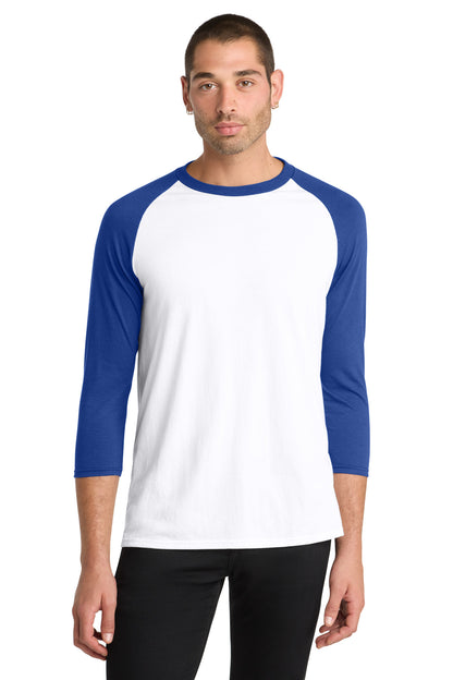 Custom Embroidered District T-Shirts  in Deep Royal/ White