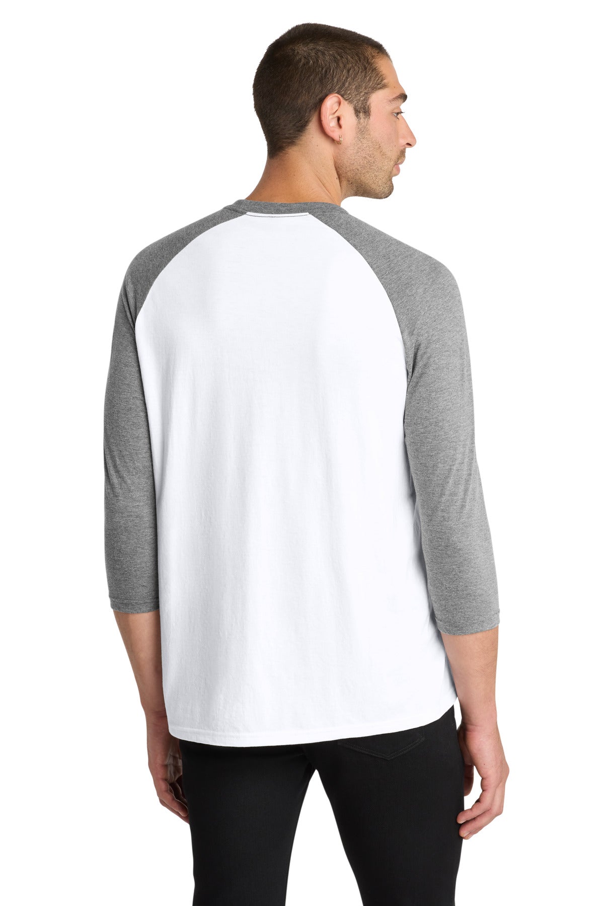 Custom Embroidered District T-Shirts  in Grey Frost/ White