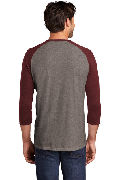 Custom Embroidered District  Perfect Tri 3/4-Sleeve Raglan. DM136,Maroon Frost/ Grey Frost