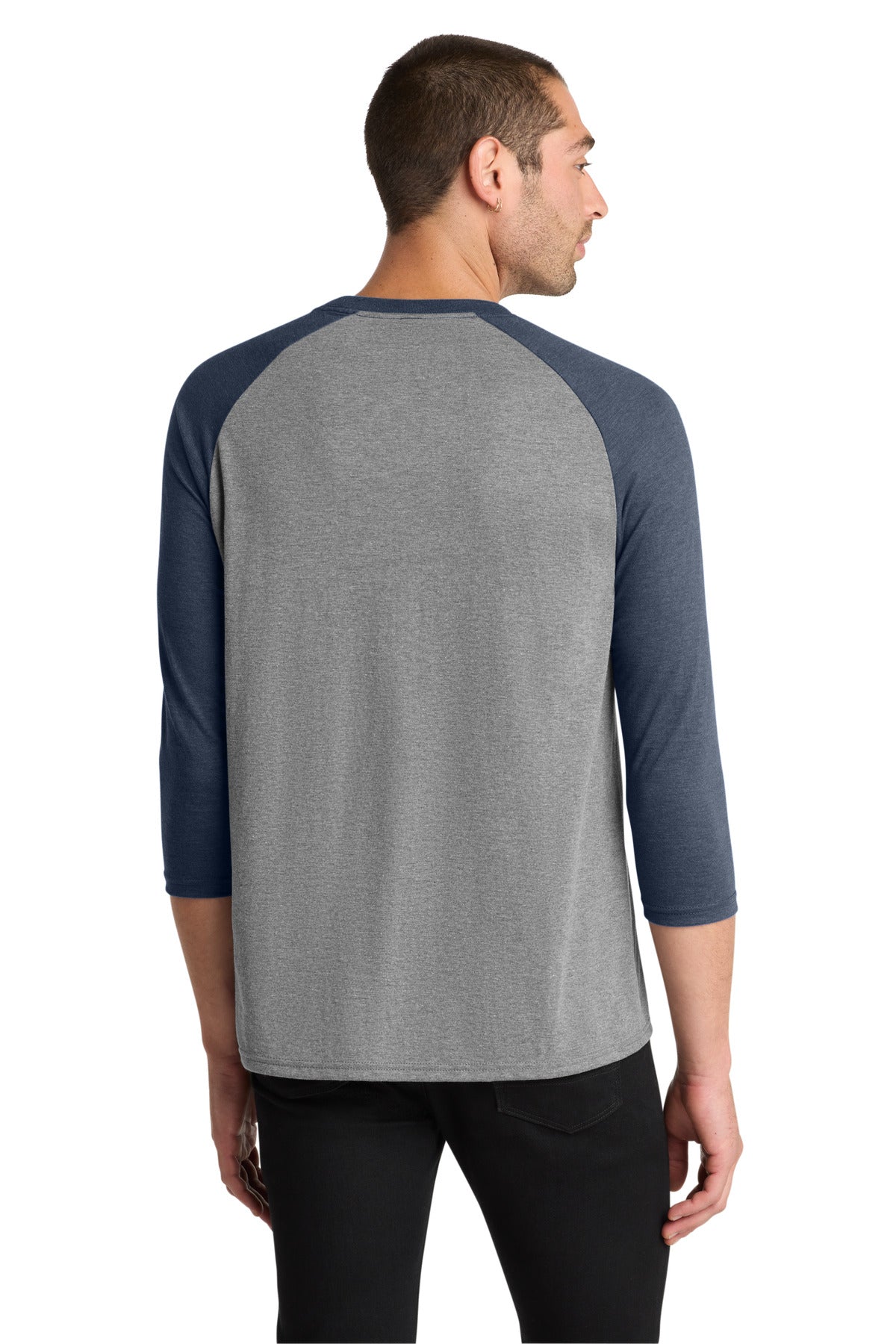 Custom Embroidered District T-Shirts  in Navy Frost/ Grey Frost