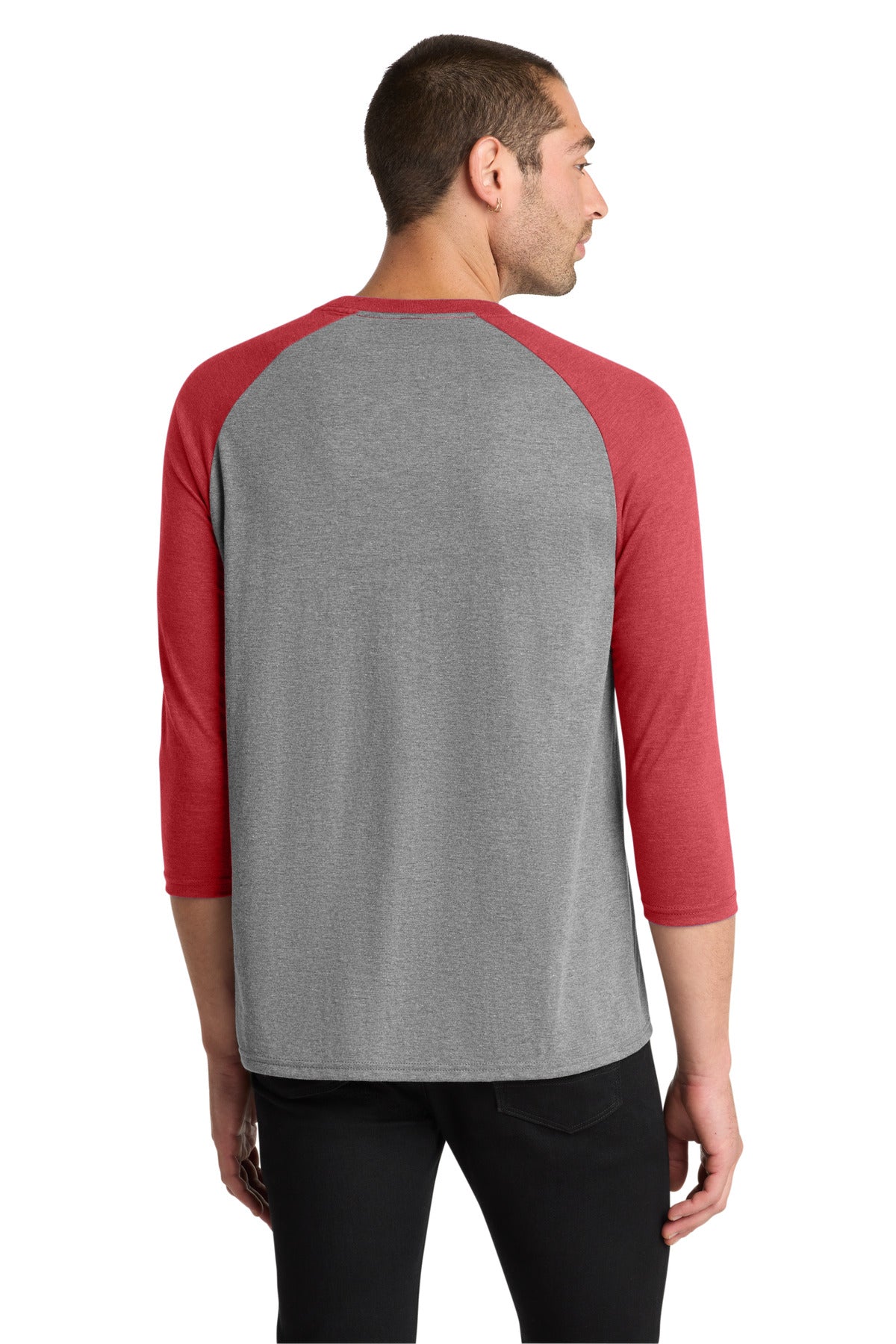 Custom Embroidered District T-Shirts  in Red Frost/ Grey Frost